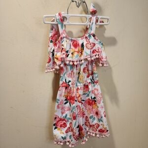 Sydney So Sweet Girls Floral Pom-Pom Romper 2XL